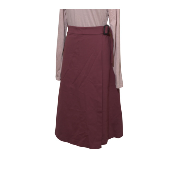 Ann Taylor Dresses & Skirts - Ann Taylor A-Line Wrap Skirt w/ Tie Belt Midi Size 12 Rust Brown Rayon Blend EUC